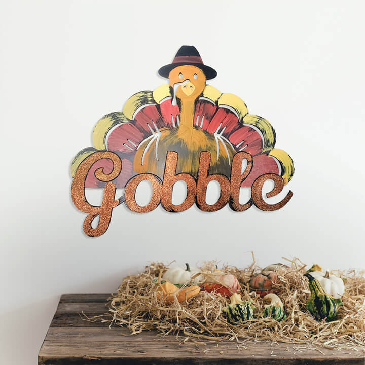 Thanksgiving Gobble Hand-Painted Wall Decor