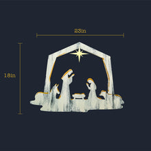 Load image into Gallery viewer, Christmas Nativity Wall Art, Handpainted 3D Wall Decor, 18x23 Inches, White with Gold Paint
