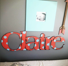 Load image into Gallery viewer, Polka Dot or Stripe Name Wall Decoration
